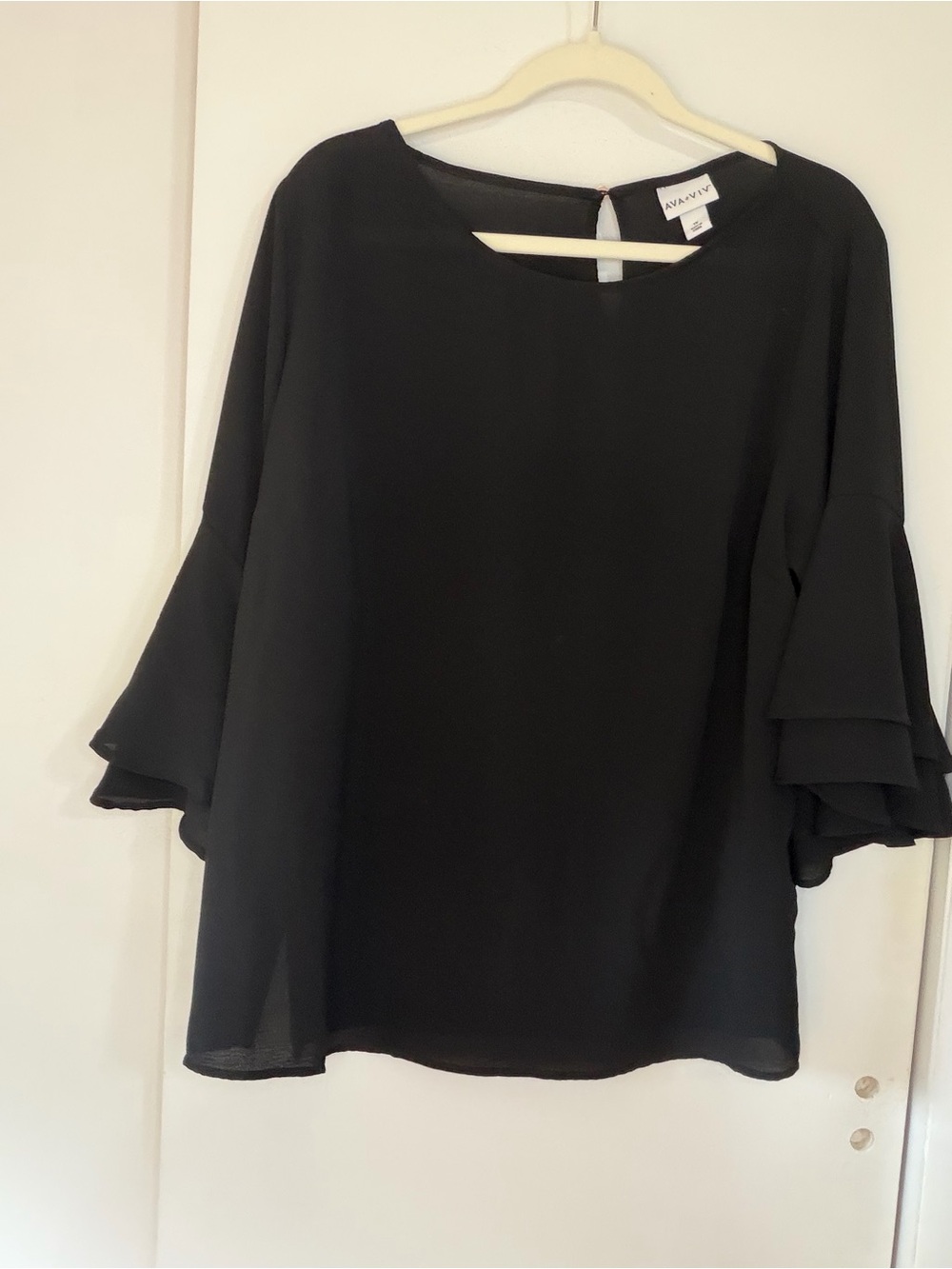Ava & Viv Black Ruffle Sleeve Blouse - Elegant Women's Top 1X